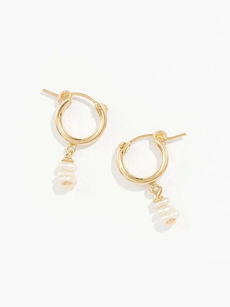 Elizabeth Pearl Drop Hoops