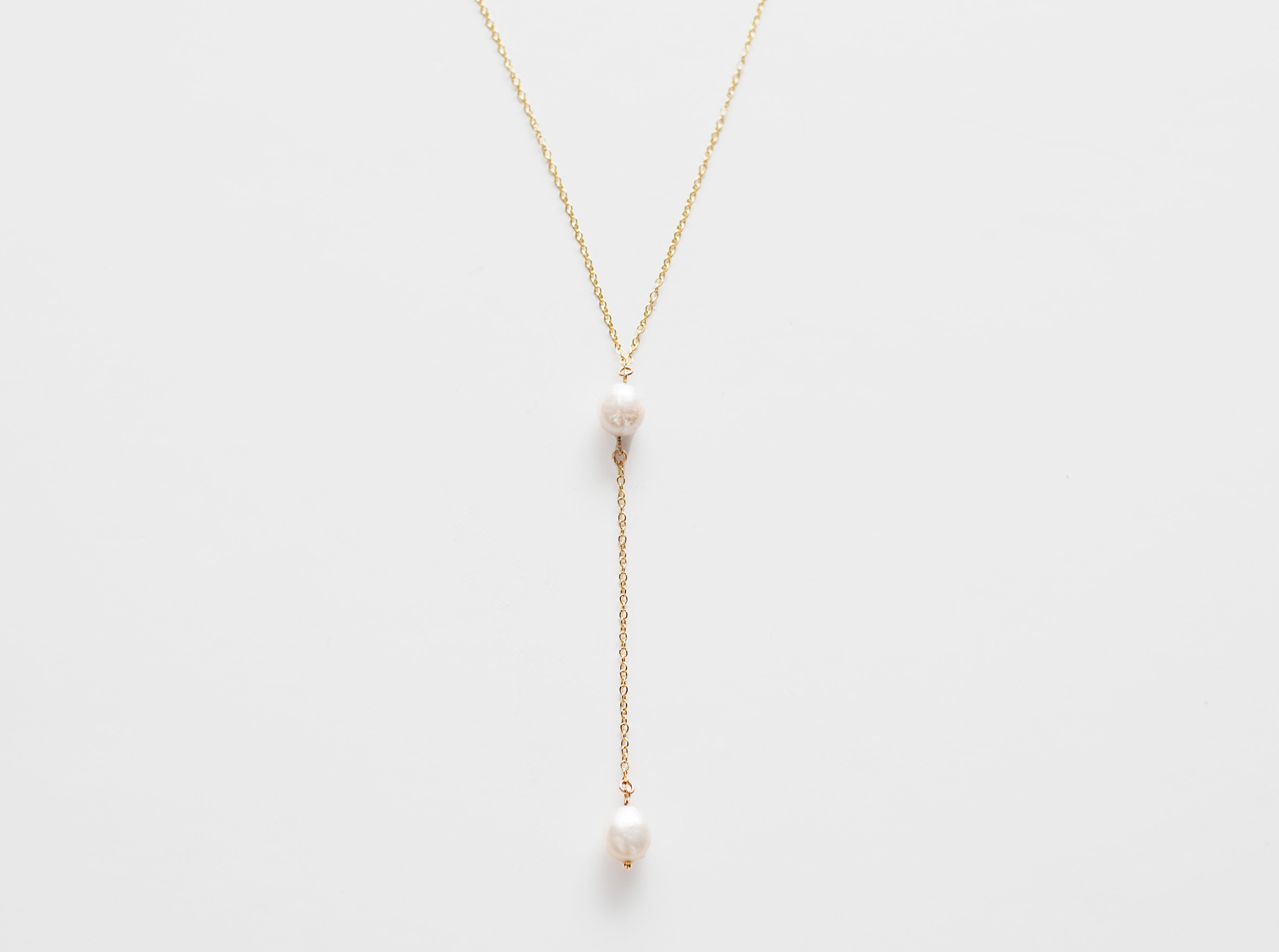 Double Pearl Drop Necklace