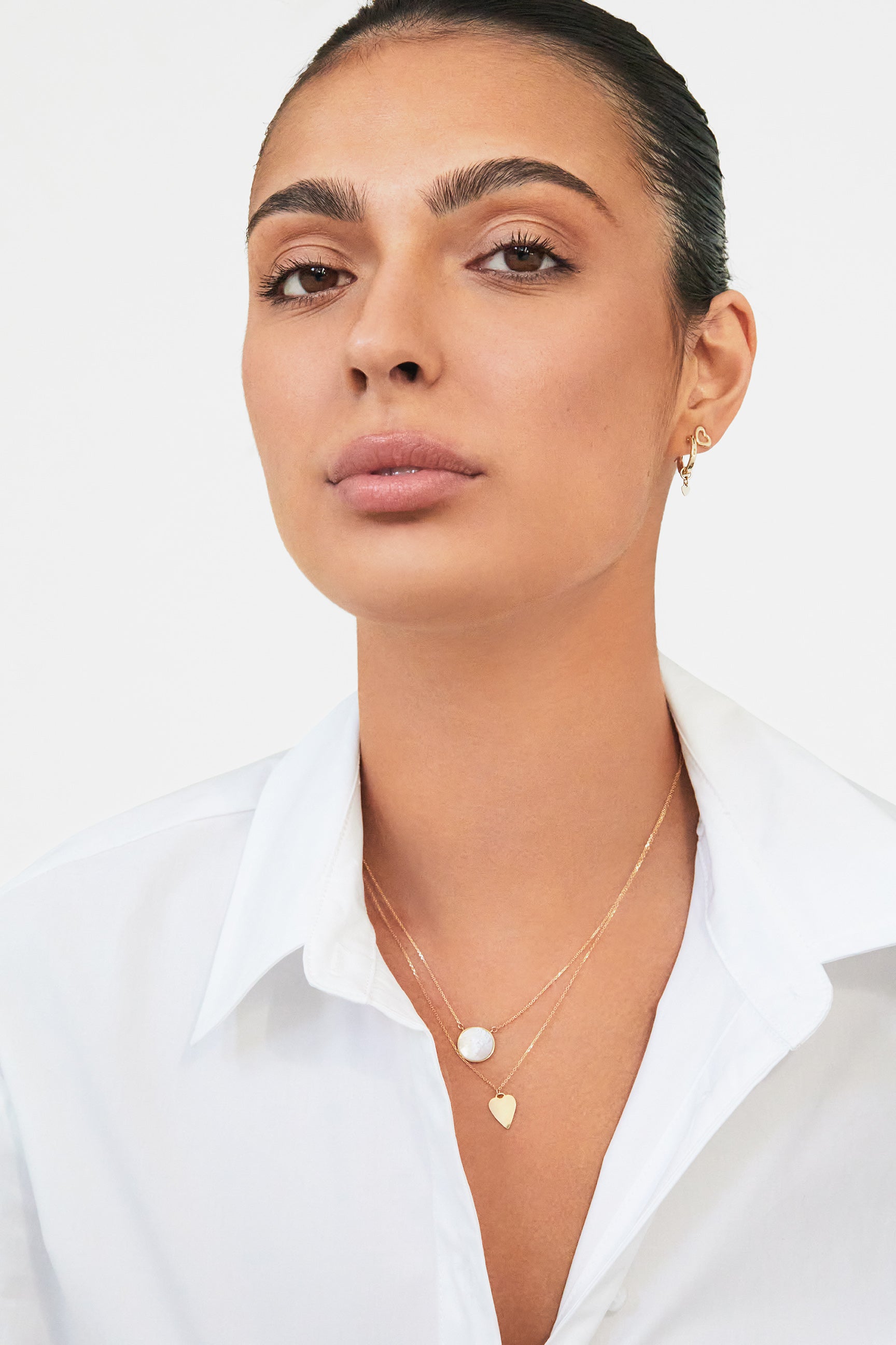 Mini Heart Drop Hoop Earring