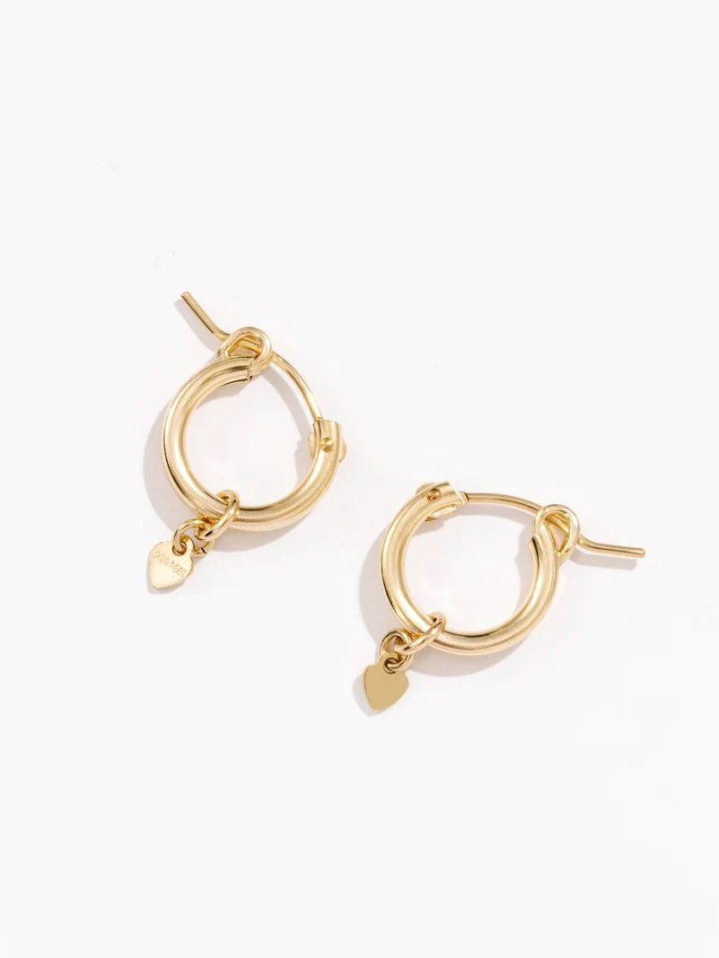 Mini Heart Drop Hoop Earring