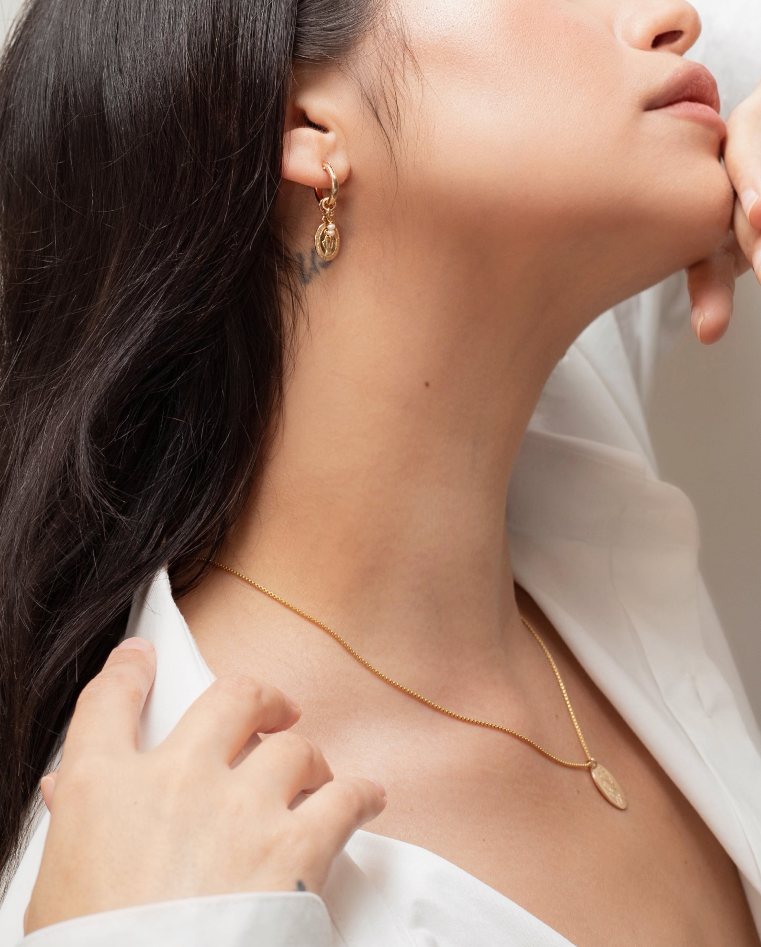 Mary Charm Drop Hoop