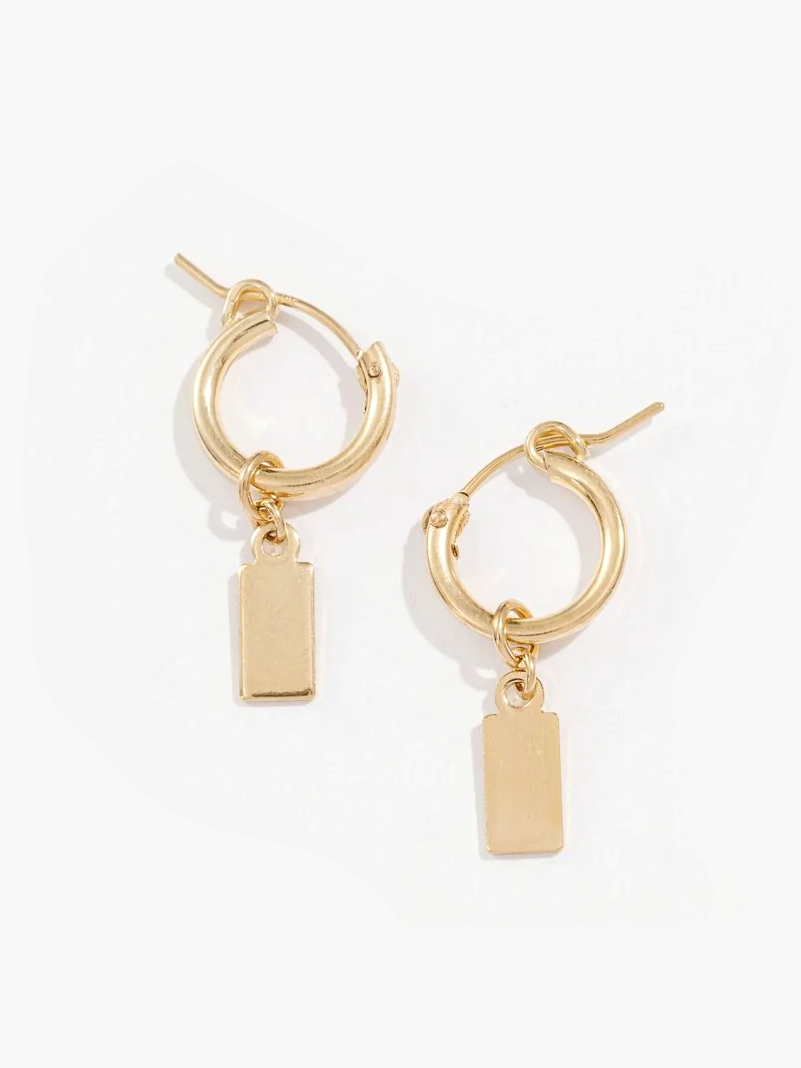 Tag Drop Hoop Earring