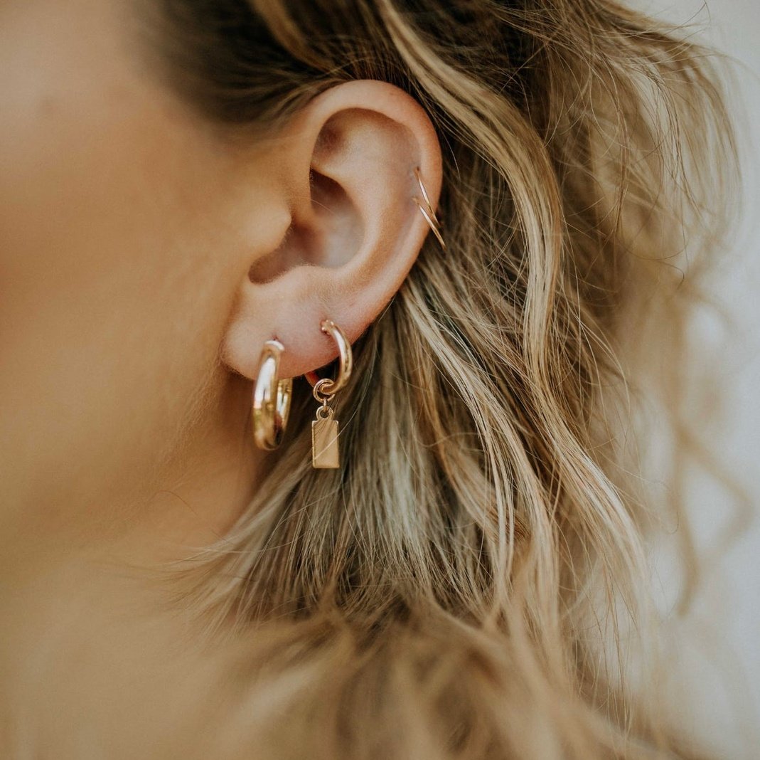 Tag Drop Hoop Earring